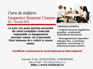 Cursul de Inspector Resurse Umane