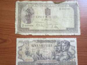 Banconote 100 lei din 1945/1947,  500 lei 19-IV-20-42.
