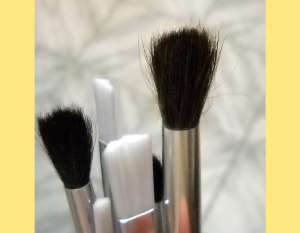 set 6 sase pensule subtiri desen plastic si par