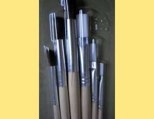 set 6 sase pensule subtiri desen plastic si par