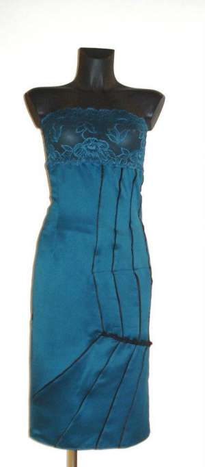 Rochie turcoaz cu dantela - Colectia "Contrast"