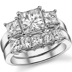 inel logodna + verigheta moissanite in aur alb