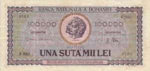 VAND BANCNOTE ROMANESTI 100.000 LEI - 55 BUCATI