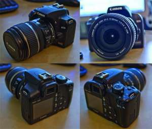 Vand Dsrl Canon eos 1000 D...Blitz extern plus doua obiective.Folosit k amator