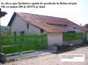 Inchiriez,   ofer hala de productie,   depozit,   spatiu comercial in Bobicesti,   Bals,   Olt
