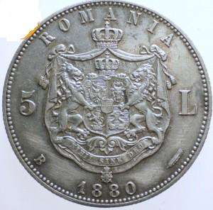 Vand moneda argint 5 lei 1880 Carol 1