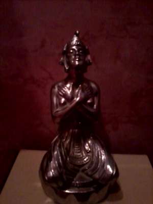 STATUETA BRONZ SUFLATA CU ARGINT INSCRIPTIONATA WEBER RUHL.Greutare 1100 gr , inaltime 20 cm.