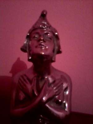 STATUETA BRONZ SUFLATA CU ARGINT INSCRIPTIONATA WEBER RUHL.Greutare 1100 gr , inaltime 20 cm.