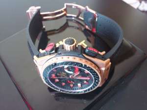 hublot king power f1 chronograph automat , rosse gold case black ceramic bezel. mecanism ETA Asian.