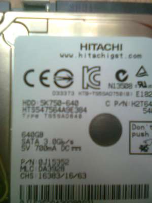 VAND HDD SATA DE LAPTOP HITACHI ,  640 GB,  HD5K750-640-HTS547564A9E384--5400RPM