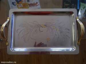 tava inox suflata cu aur 24k