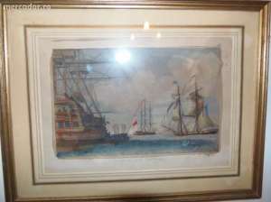 TABLOU INCADRAT LITOGRAFIE MARINA SEC XIX, 