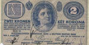 De vanzare o bancnota de Ket Korona din anul 1914
