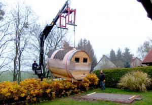 Sauna barrel - sauna de exterior ORIZONTALA