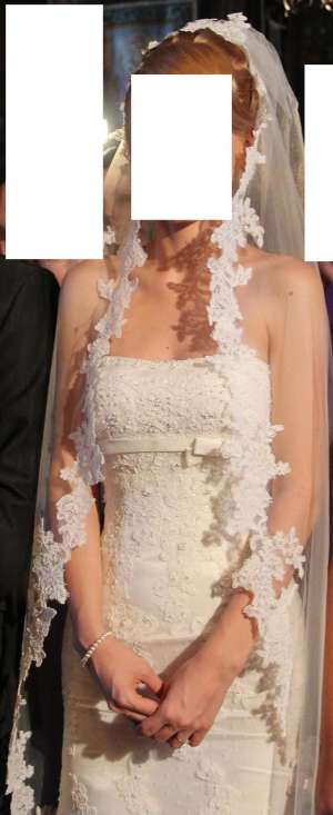 Rochie de mireasa tip sirena + voal spaniol