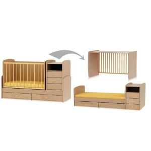 Patut din lemn transformabil pentru copii Maxi Cherry