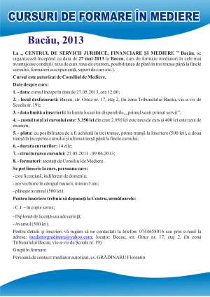 Curs de formare in mediere - 27.05.2013 - Bacau