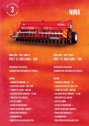 Promotie semanatori mecanice de cereale Gaspardo Nina 400