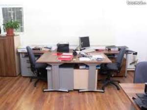Birou structura metalica forma L 160x160 cm cu dulap met. Stare F Buna