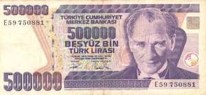 Vand LIRE TURCESTI,  1 bacnota = 250 000 ,  1 bacnota = 500 000. (2bacnote)