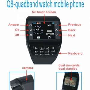 Telefon ceas de mana Q8 dual sim ,  tastatura pe curea ,  casca bluetooth