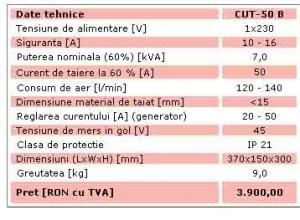 Aparat de taiat cu plasma tip invertor CUT 50B