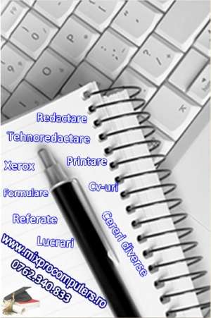 Tehnoredactare,  referate,  editari,  asezari in pagina