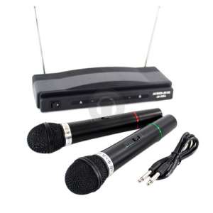 Set 2 microfoane wireless cu receiver inclus si cablu conectare ,  karaoke ,  dj , conferinte