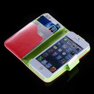 Husa Wallet Flip IPhone 5 Pink-Yellow