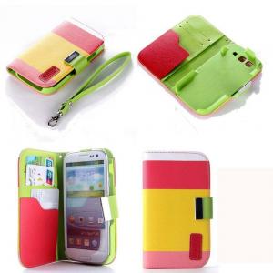 Husa Wallet Flip Card Samsung S3 I9300 Red-Yellow-Pink