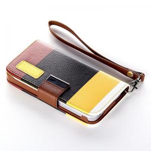 Husa Wallet Flip IPhone 4 Yellow-Black-Brown