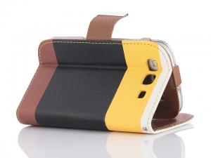 Husa Wallet Flip Card Samsung S3 I9300 Yellow-Black-Brown