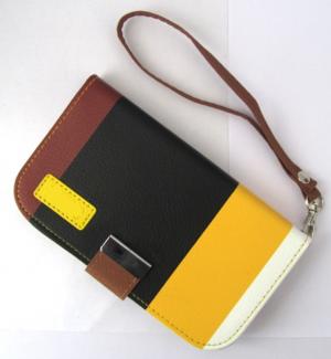 Husa Wallet Flip Card Samsung S4 I9500 Yellow-Black-Brown