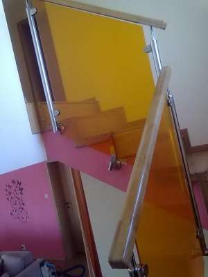 Balustrade sticla inox lemn