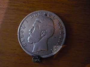 Moneda 5 lei Carol 1 din argint 1880