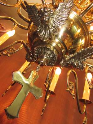 Candelabru alamă Policandru biserică 18 becuri