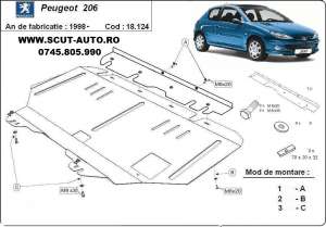 Scut motor metalic Peugeot 206
