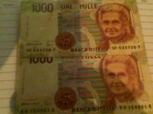 bacnote 1000 lire italiene 2buc,    din 1990