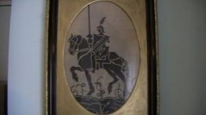 Vand set de 2 tablouri goblen: -Teuton- plus -Cavaler- � vechime peste doua secole. � Ieftin!