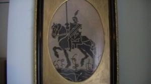 Vand set de 2 tablouri goblen: -Teuton- plus -Cavaler- � vechime peste doua secole. � Ieftin!