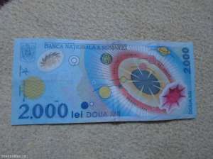 Bacnota 2000 lei+ 2 monede 500 lei,   cu eclipsa solara 1999