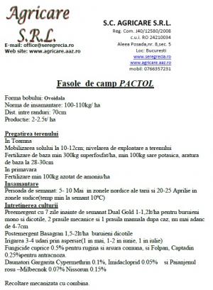 Seminte Fasole Pactol sac 25kg