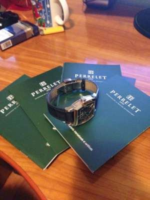 Perrelet A1021/2 Power Reserve Day-Date Auto Gray Dial Black Crocodile