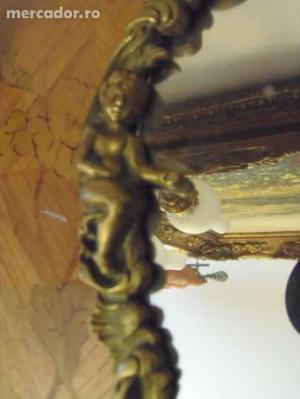 Oglinda in bronz cu ingeri ,   dimensiuni 27 cm x 20 cm,   100 euros