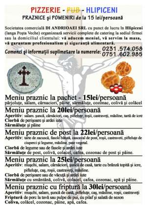 CATERING   PENTRU : PARASTASE ,  COMEMORARI , NUNTI ,  FESTIVALURI , 