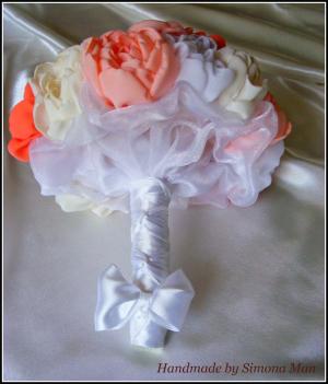 Buchet de mireasa cu flori artificiale,     handmade