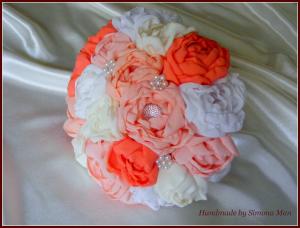Buchet de mireasa cu flori artificiale,     handmade