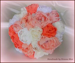 Buchet de mireasa cu flori artificiale,     handmade