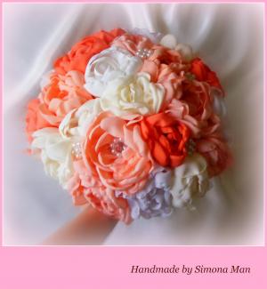 Buchet de mireasa cu flori artificiale,     handmade