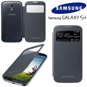 Husa flip cover cu fereastra Samsung i9500 Galaxy S4 Neagra